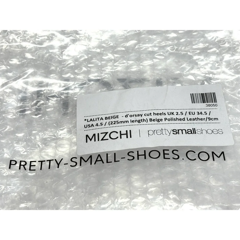 MIZCHI Lalita Beige Patent Leather Mary Jane Heels Womens US 4.5 EU 34.5